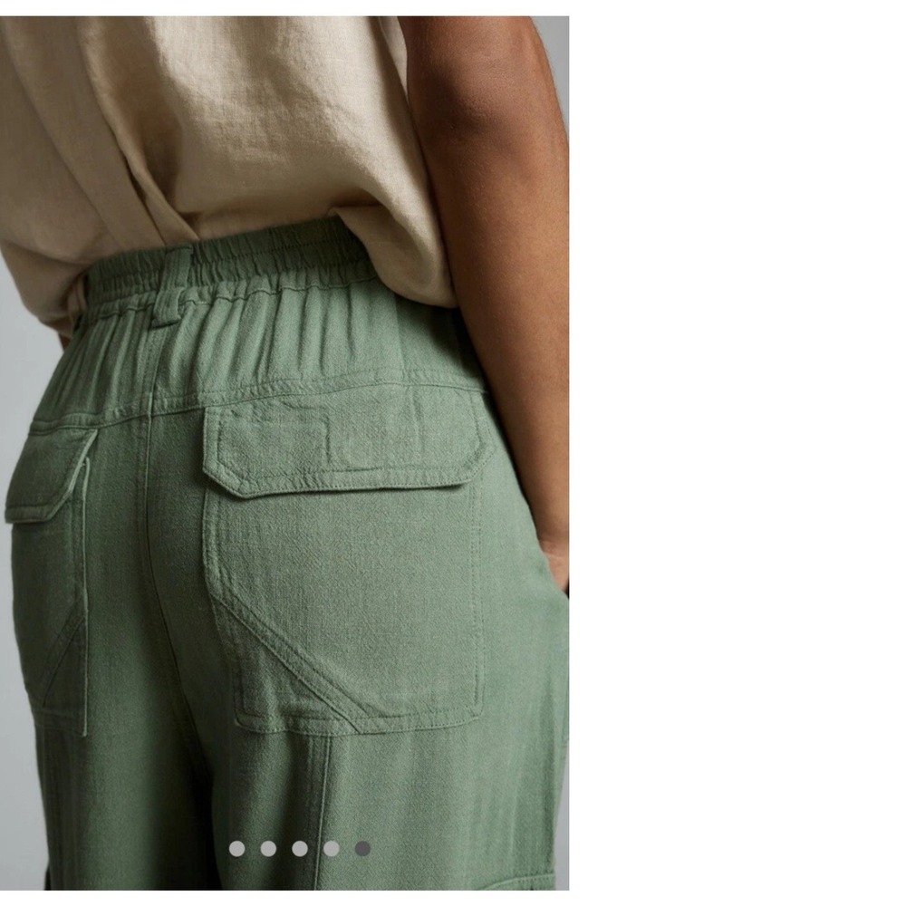 Anthropologie Sage Green Cargo Utility Pants Elastic Waist Size S Relaxed Fit‎ - Picture 2 of 11